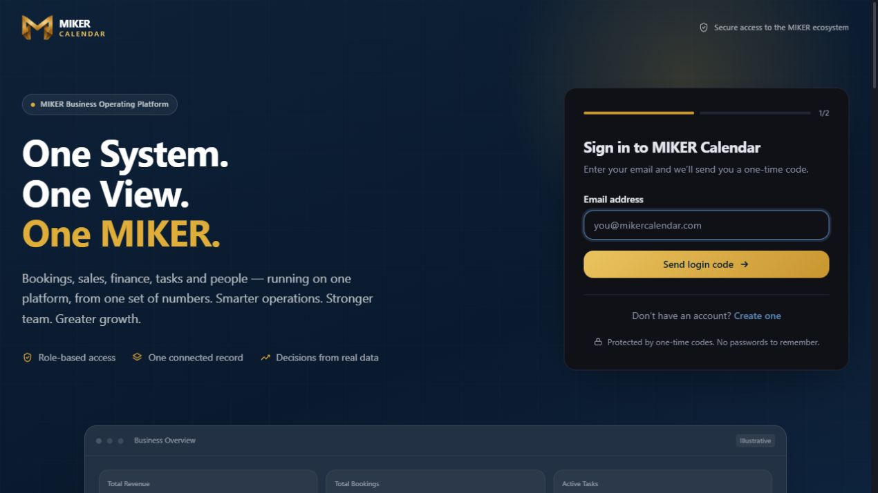 MIKER Calendar — halaman akses sebenar bagi platform operasi MIKER.