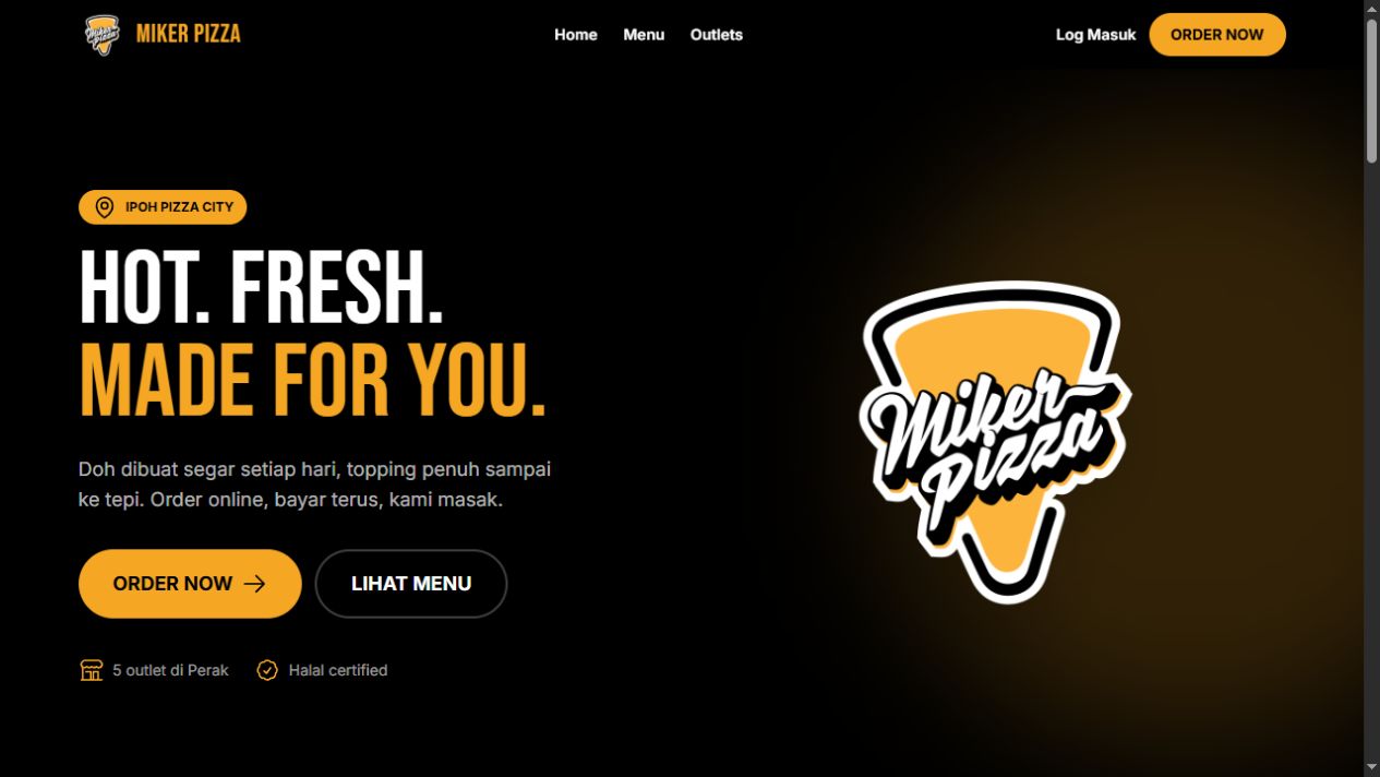 MIKER Pizza — halaman utama sebenar untuk pelanggan.